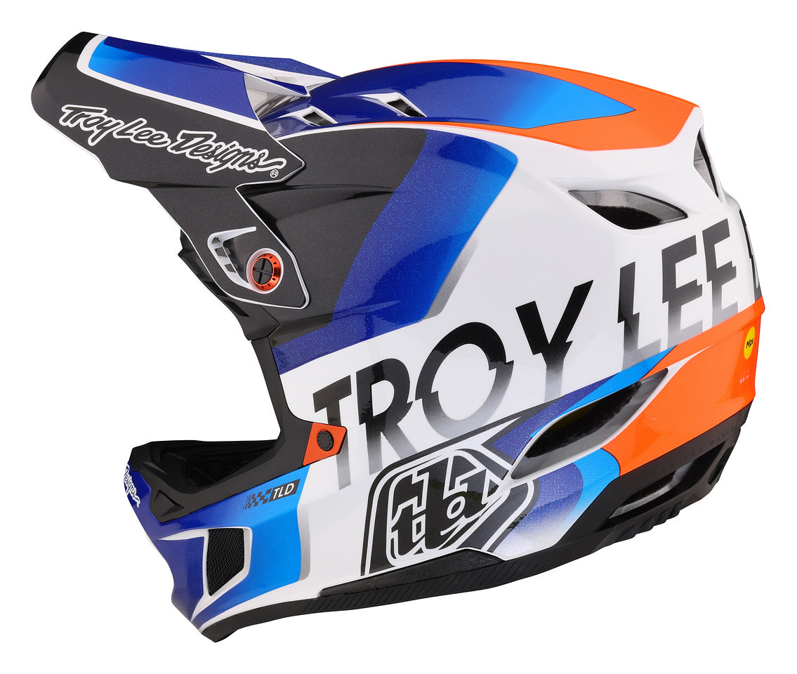 Casco Troy Lee Designs D4 Composite Qualifier White / Blue Navy